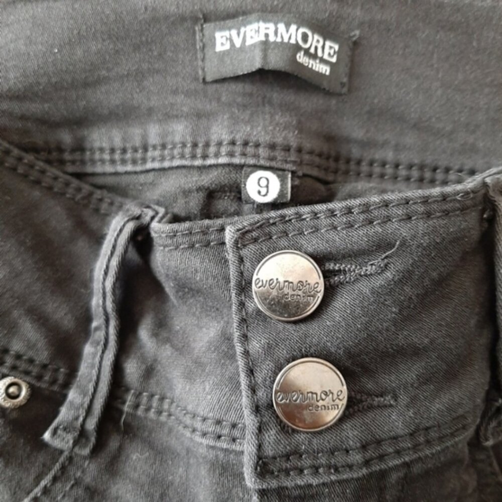 EVERMORE Ankle Zip Black Denim Skinny Leg Jeans Sz 4 - Picture 15 of 15